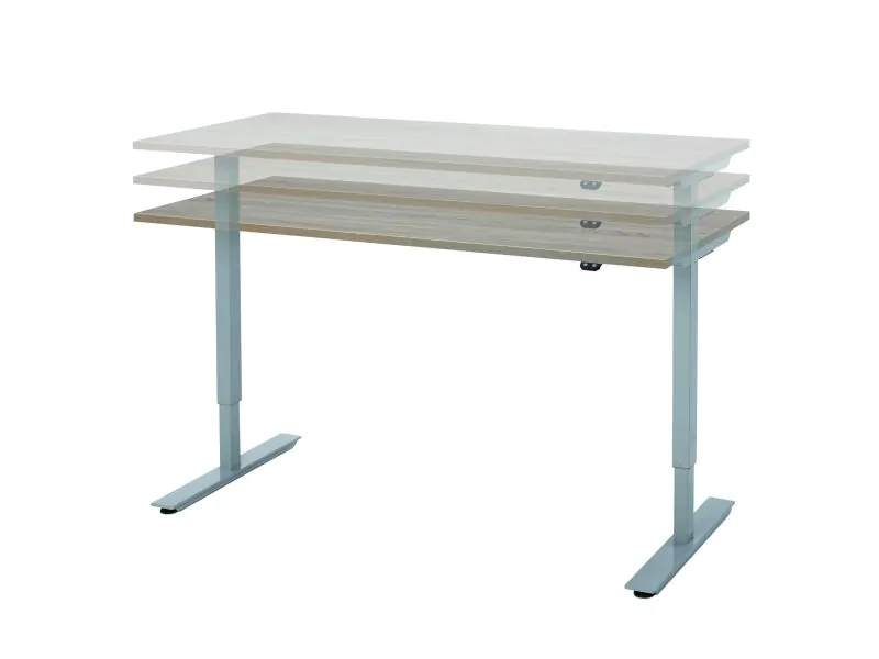 Elektrisch zit-sta bureau Aluminium | Midden eiken blad 180x80cm |