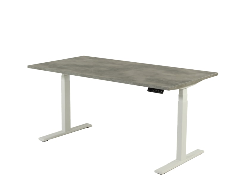 Elektrisch zit-sta bureau wit | Betongrijs blad 160x80cm |