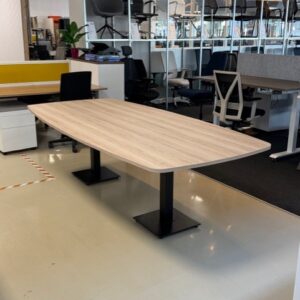 Vergadertafel 220x110cm | deens ovaal | duo kolompoot zwart