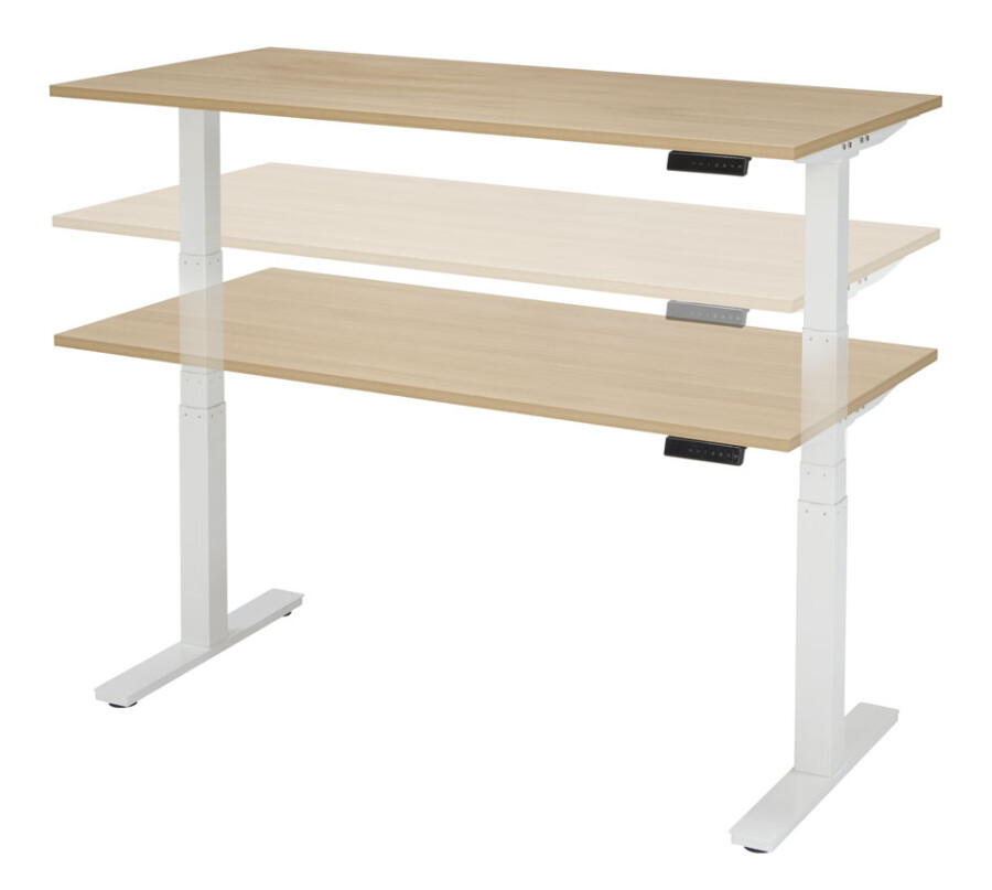 Elektrisch zit-sta bureau wit | Lindberg eiken blad 160x80cm |